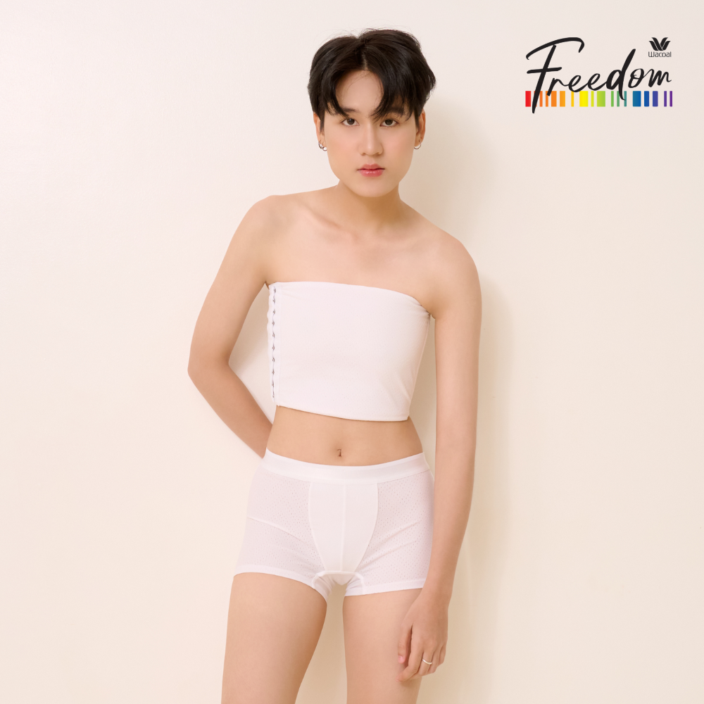 Wacoal FREEDOM ผ้าแถบกระชับอกแบบครึ่งตัวตะขอด้านข้างรุ่น WXT102 สีขาว (WH)