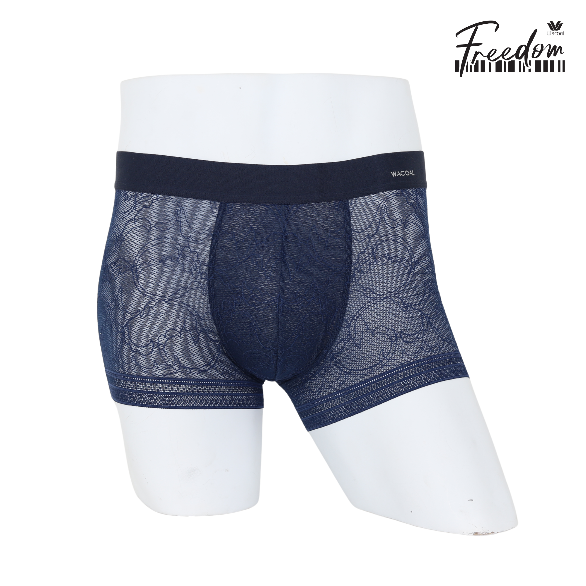 Wacoal Freedom LIMITED กางเกงลูกไม้ชาย(Lace Boxer) รุ่น WXU404 สีน้ำเงิน (NB)