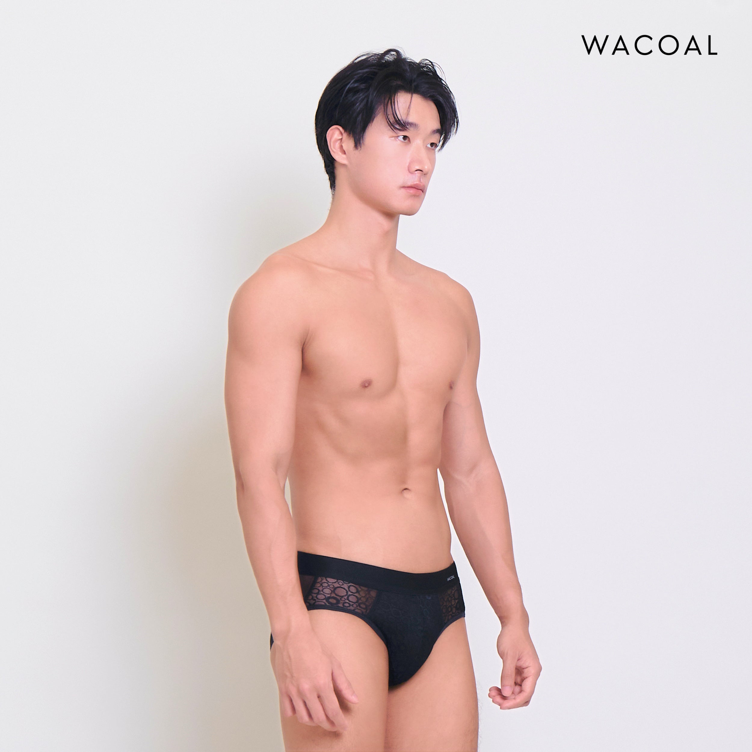Wacoal กางเกงในผู้ชาย Lace Mesh Bikini ลูกไม้ ระบายอากาศ กระชับ รุ่น WXU306 สีดำ (BL)