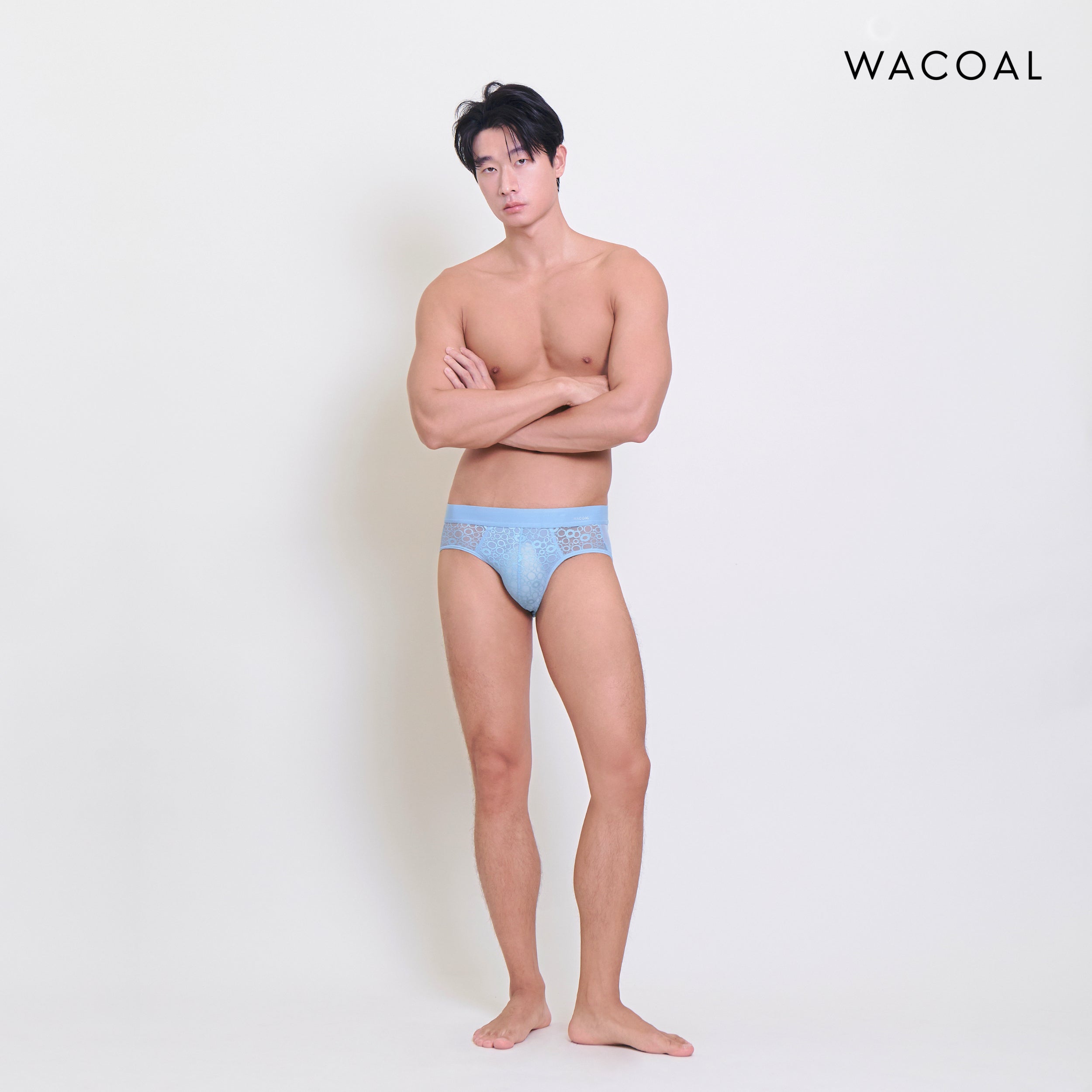 Wacoal กางเกงในผู้ชาย Lace Mesh Bikini ลูกไม้ ระบายอากาศ กระชับ รุ่น WXU306 สีฟ้า (LT)