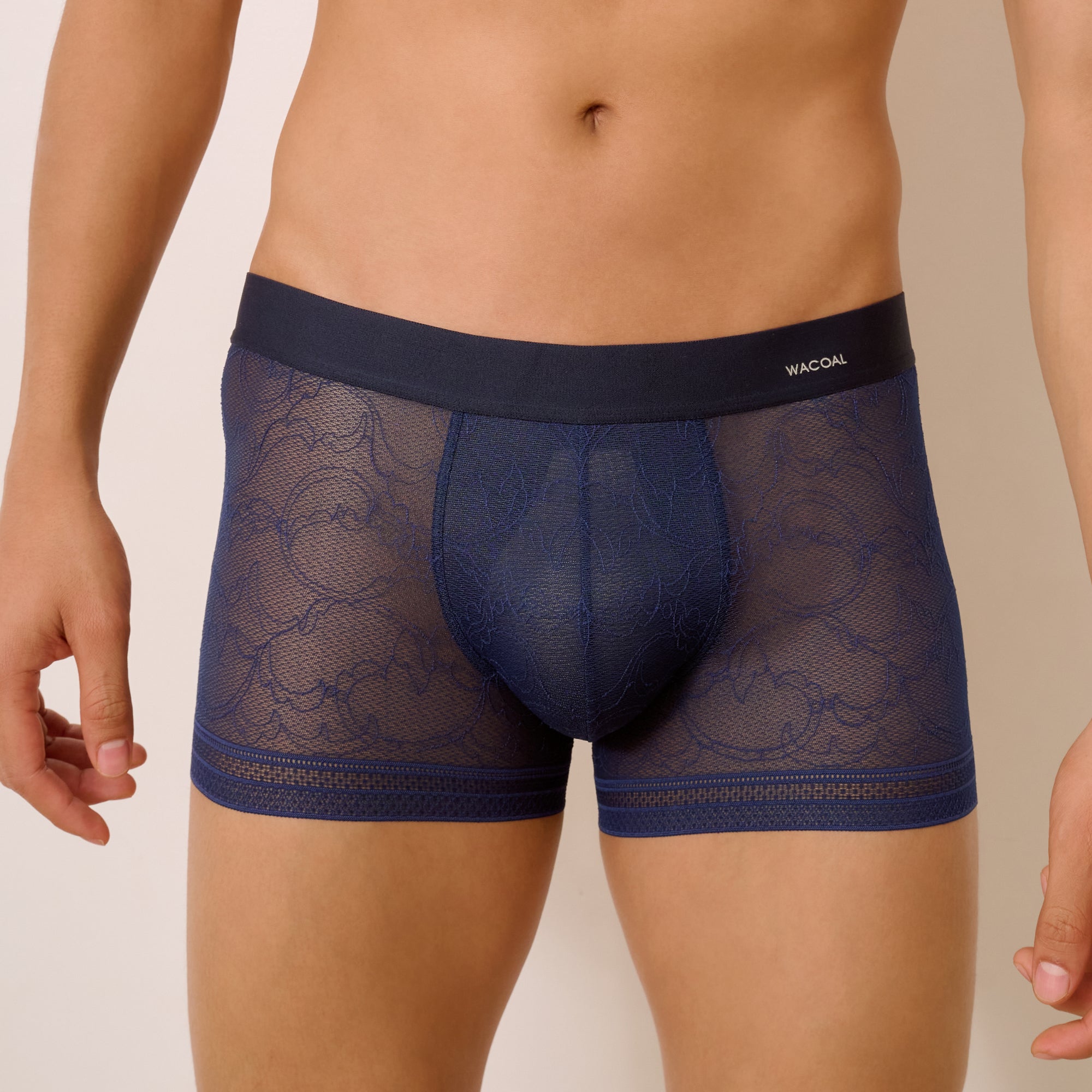 Wacoal Freedom LIMITED กางเกงลูกไม้ชาย(Lace Boxer) รุ่น WXU404 สีน้ำเงิน (NB)