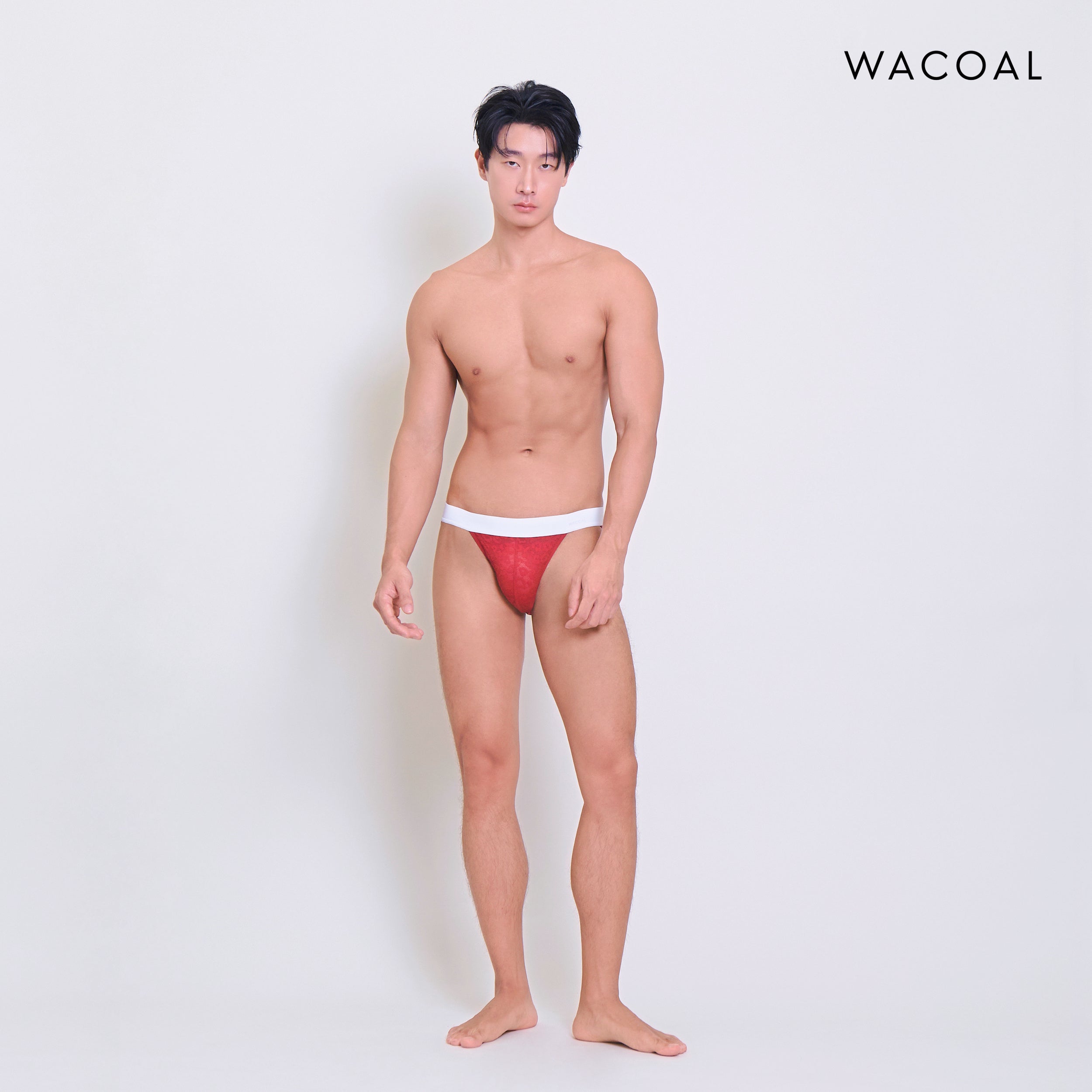 Wacoal กางเกงในผู้ชาย FASHION SEE THROUGH (high-cut lace briefs) รุ่น WXU305 สี แดง (RE)