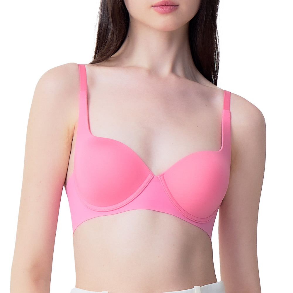 Wacoal Mood ชุดชั้นเนียน บรามีโครง ฟองน้ำบาง รุ่น MM1H43 สีชมพู (CP)