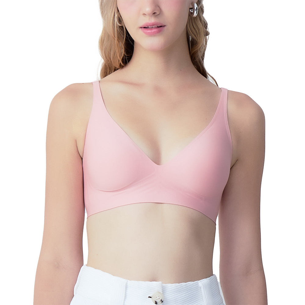 Wacoal Mood ชุดชั้นเนียน บราไร้โครง Smart Size ฟองน้ำบาง รุ่น MM1X72 สีชมพู (TO)