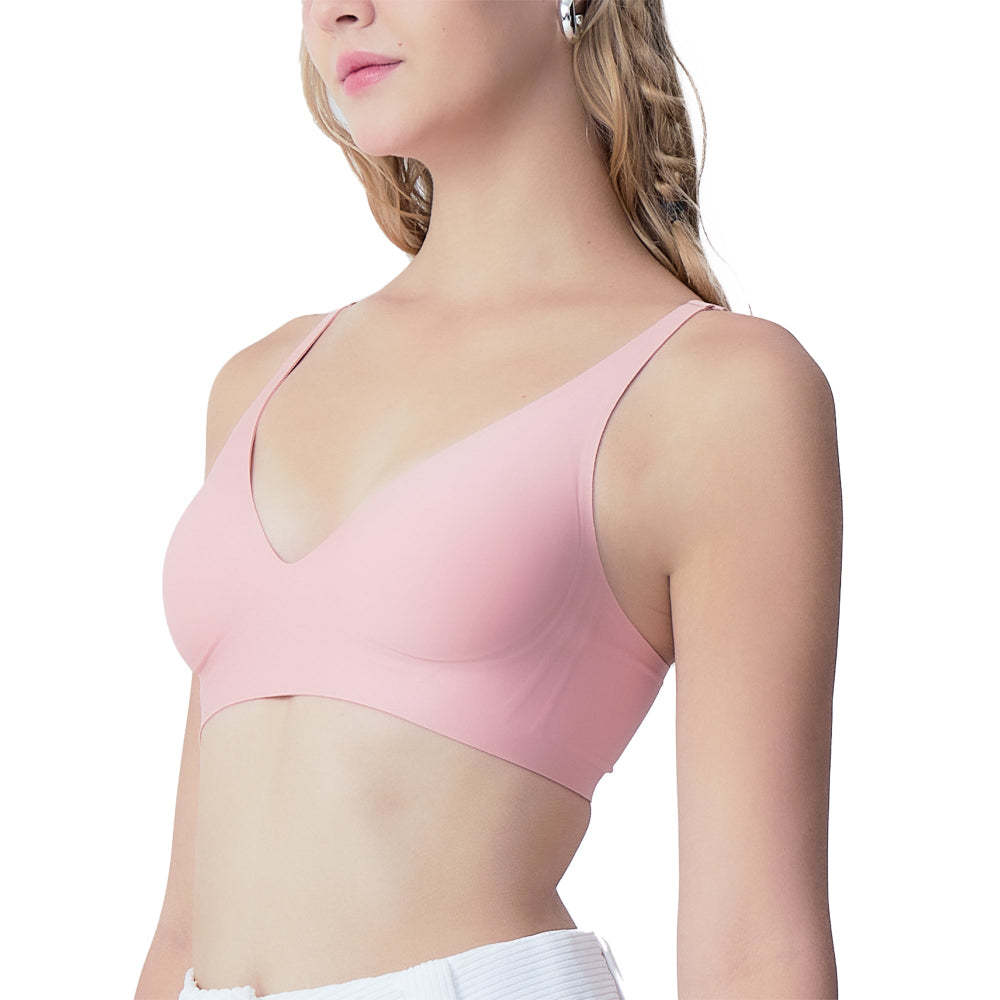 Wacoal Mood ชุดชั้นเนียน บราไร้โครง Smart Size ฟองน้ำบาง รุ่น MM1X72 สีชมพู (TO)