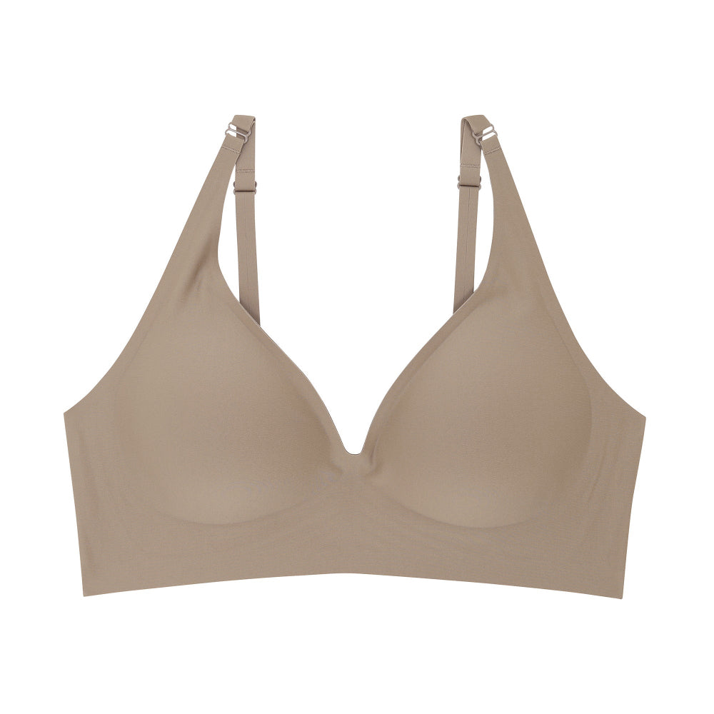 Wacoal Mood ชุดชั้นเนียน บราไร้โครง Smart Size ฟองน้ำบาง รุ่น MM1X72 สีน้ำตาล (BR)