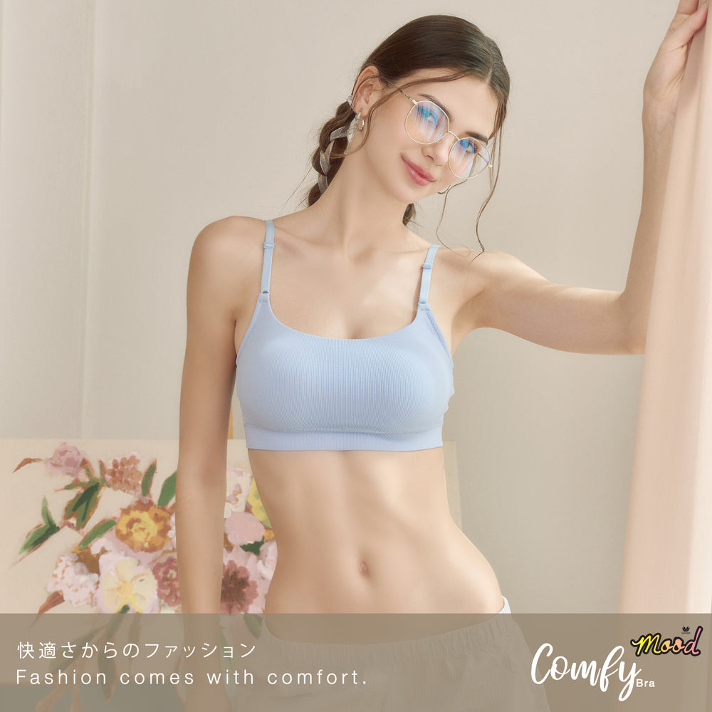 Wacoal Mood Comfy Bra ชุดชั้นในวัยรุ่น บราไร้โครง รุ่น MM1Y13 สีฟ้า (LS)