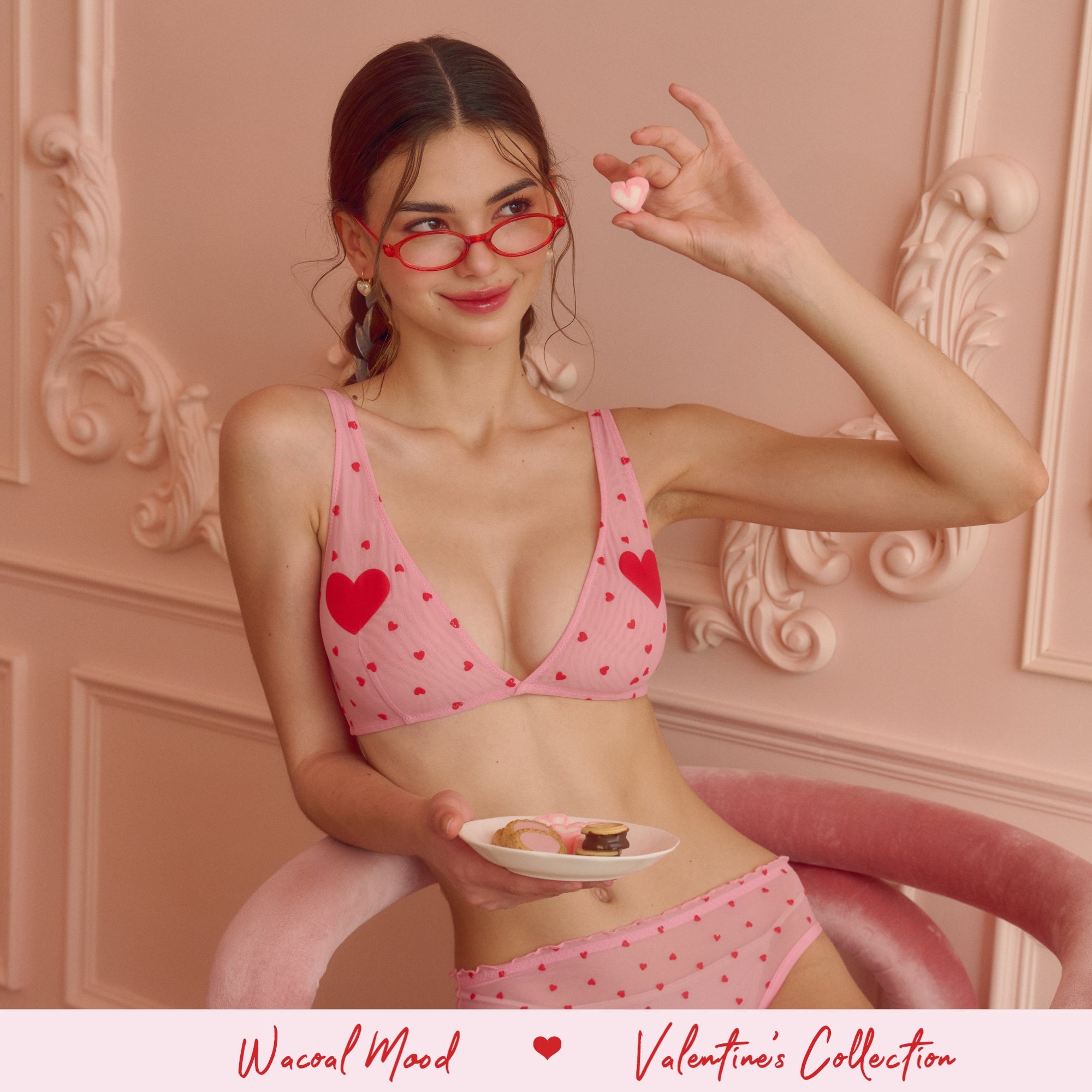 Wacoal Mood ชุดชั้นในวัยรุ่น บราไร้โครง รุ่น MM1Y15 (เข้าคู่ MUMY15 )สีชมพู (CP)