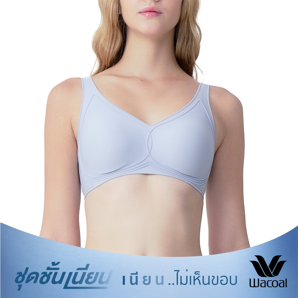 Wacoal Mood ชุดชั้นเนียน บราไร้โครง รุ่น MM1Y22 สีฟ้า (LI)