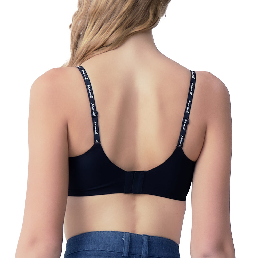 Wacoal Mood ชุดชั้นเนียน บราไร้โครง Smart Size เสริมฟองน้ำ รุ่น MM1Y24 สีดำ (BL)