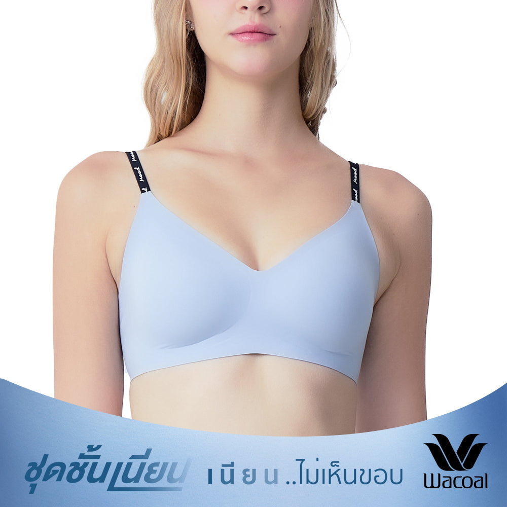 Wacoal Mood ชุดชั้นเนียน บราไร้โครง Smart Size เสริมฟองน้ำ รุ่น MM1Y24 สีเทาอ่อน (LI)