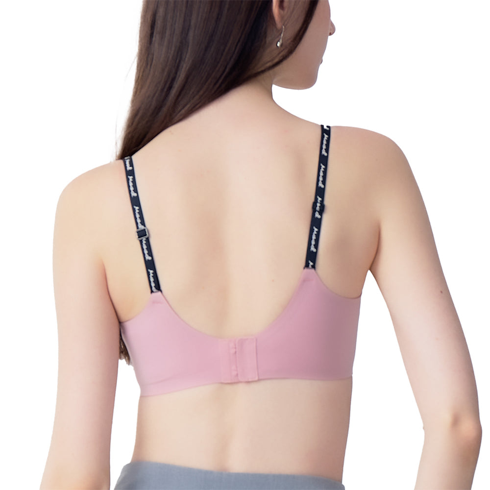 Wacoal Mood ชุดชั้นเนียน บราไร้โครง Smart Size เสริมฟองน้ำ รุ่น MM1Y24 สีเนื้ออมชมพู (PN)