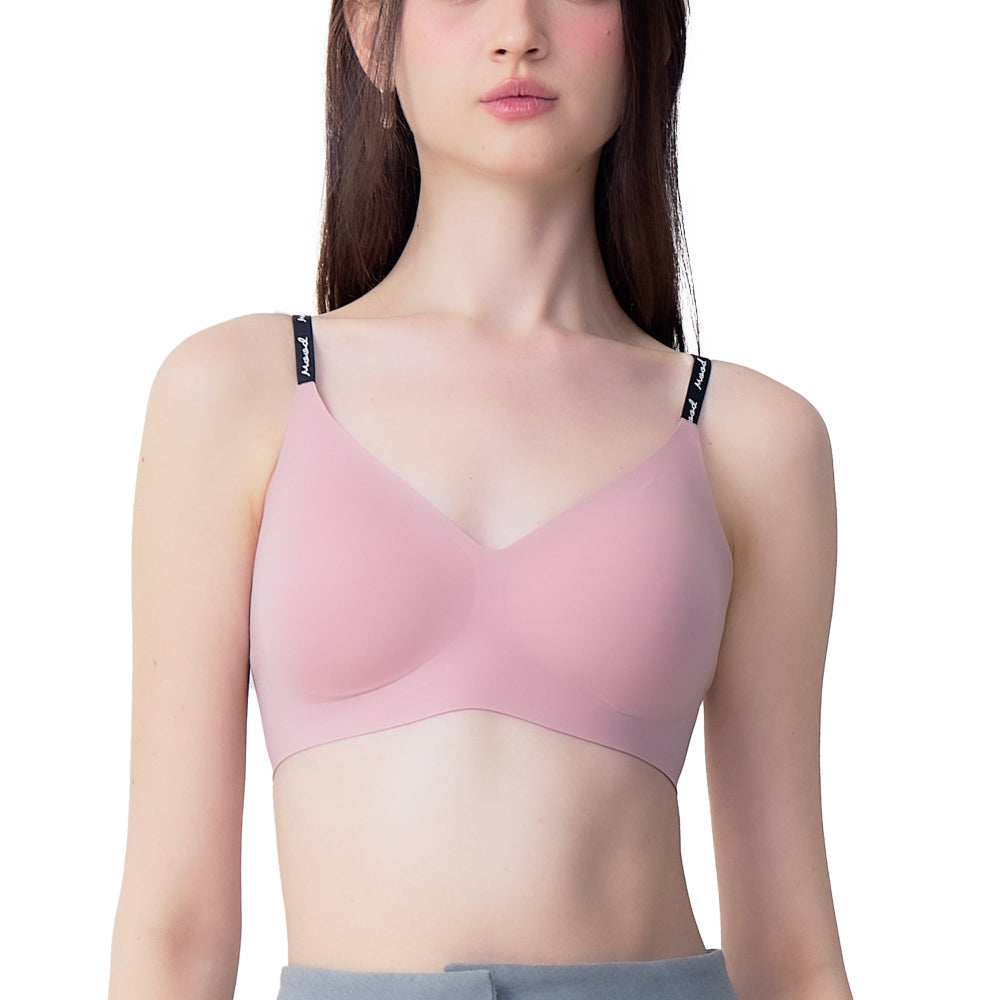 Wacoal Mood ชุดชั้นเนียน บราไร้โครง Smart Size เสริมฟองน้ำ รุ่น MM1Y24 สีเนื้ออมชมพู (PN)