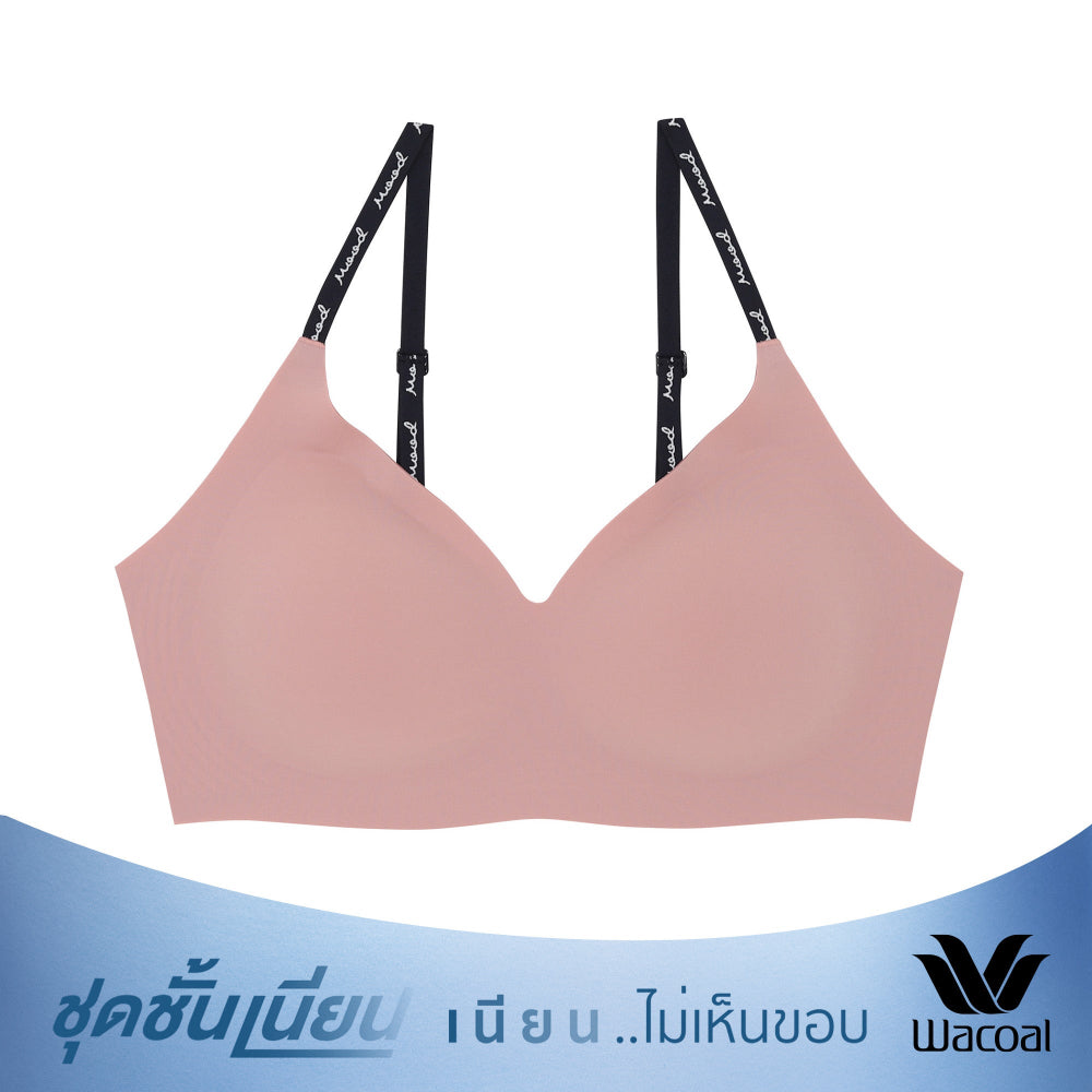 Wacoal Mood ชุดชั้นเนียน บราไร้โครง Smart Size เสริมฟองน้ำ รุ่น MM1Y24 สีเนื้ออมชมพู (PN)