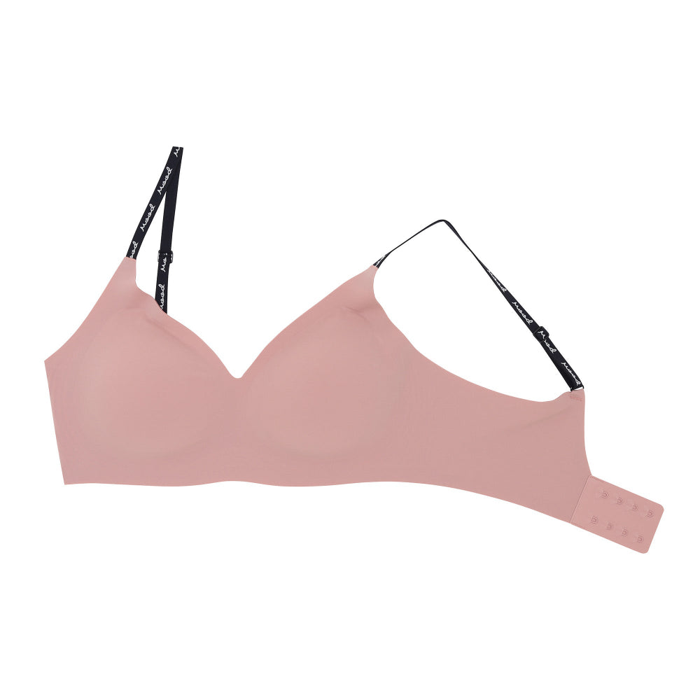 Wacoal Mood ชุดชั้นเนียน บราไร้โครง Smart Size เสริมฟองน้ำ รุ่น MM1Y24 สีเนื้ออมชมพู (PN)