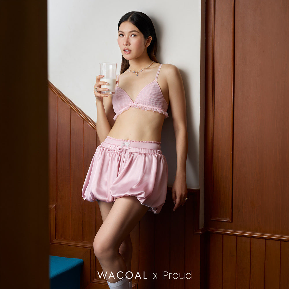 Wacoal X Proud บราไร้โครง ฟองน้ำบาง รุ่น MM1Y48 สีชมพู (PI)