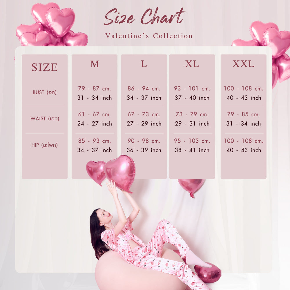 Wacoal Valentine Collection ชุดนอนกันโป๊ แขนสั้น ขายาว รุ่น WN7V30 สีชมพู (PI)