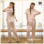 Santa Monica Collection, short-sleeved, long-sleeved pajamas, Donut and Ice cream print, model WN7O02