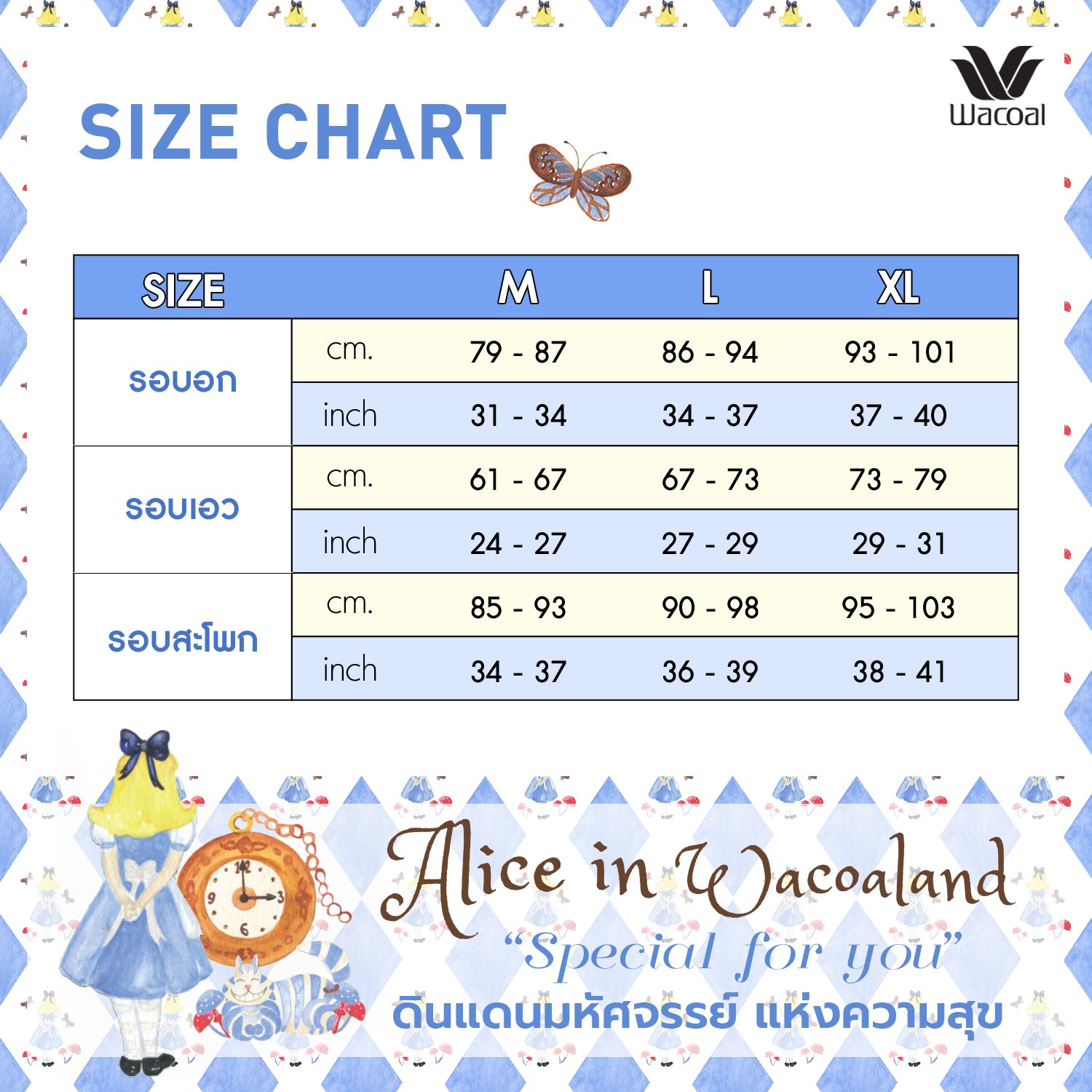 Wacoal X Meraki Alice Collection เซทชุดนอนกันโป๊แขนสั้น ขายาว ลายกระต่ายขาว รุ่น WN7D31 สีฟ้า (SX)