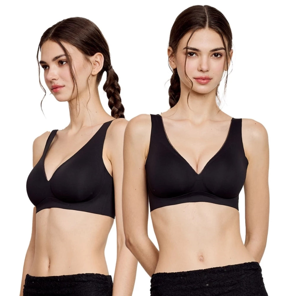 Wacoal บราไร้โครง Smart Size ฟองน้ำบาง เซท 2 ชิ้น รุ่น WB3Y34/WB3234 สีดำ-ดำ (BL)