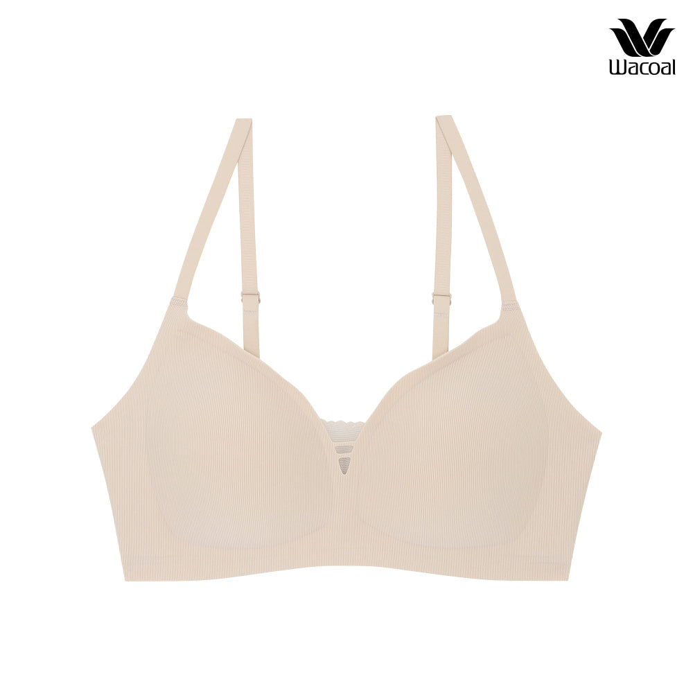 Wacoal บราไร้โครง Smart size ผ้าร่องแต่งลูกไม้ เซท 2 ชิ้น รุ่น WB3238 สีเบจ (BE)