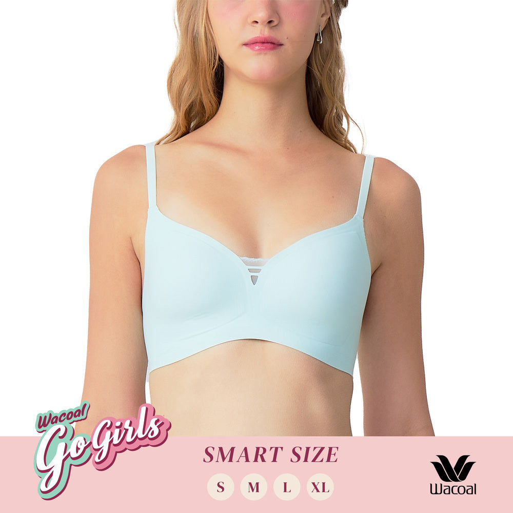 Wacoal บราไร้โครง Smart size ผ้าร่องแต่งลูกไม้ รุ่น WB3Y38 สีเขียว (ME)