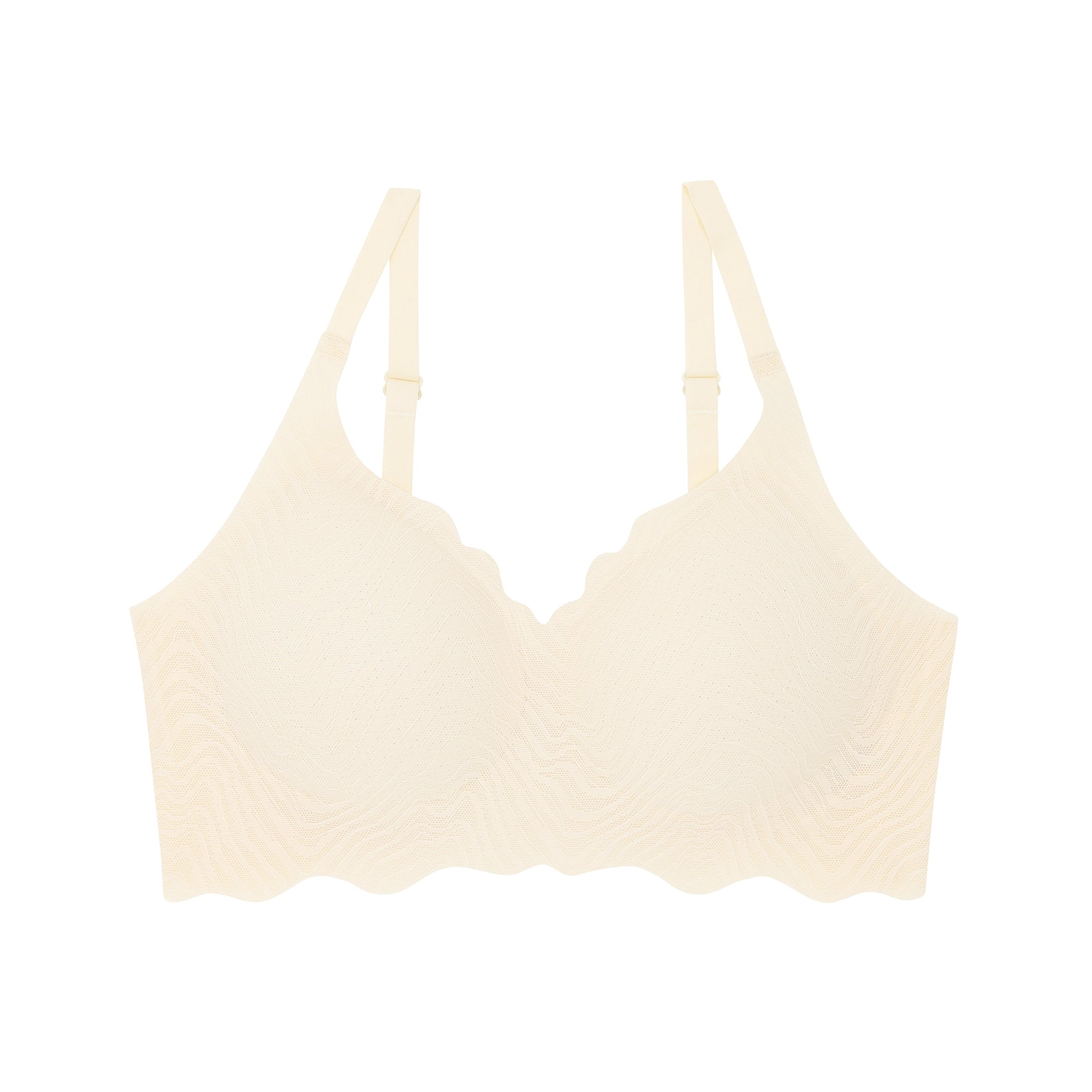 Wacoal ชุดชั้นเนียน บราไร้โครง Smart size บราลูกไม้ลายคลื่น รุ่น WB3Y42 สีครีม (CR)