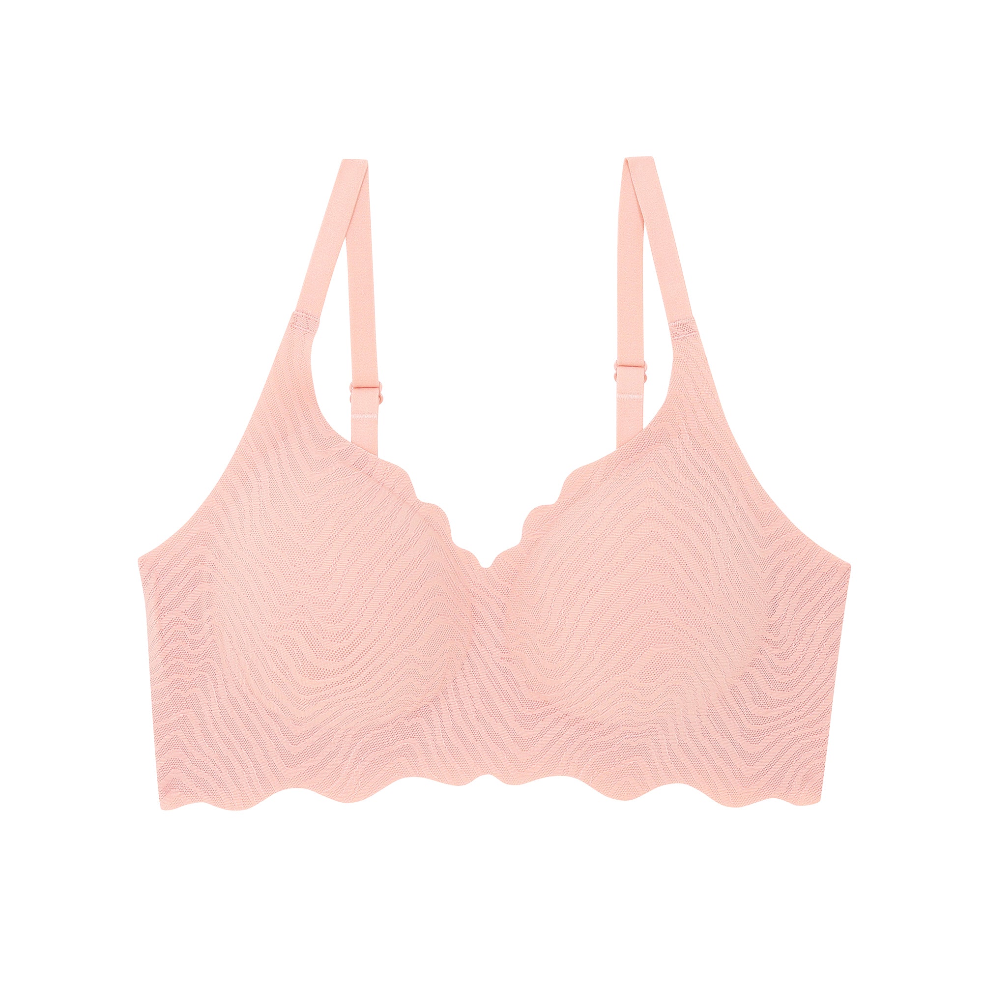 Wacoal บราไร้โครง Smart size บราลูกไม้ลายคลื่น รุ่น WB3Y42 สีชมพูอมส้ม (RO)