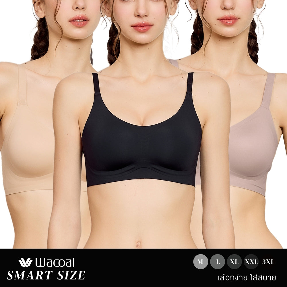 Wacoal Smart Size บราไร้โครง เสริมฟองน้ำ 15 มิล เซท 3 ชิ้น รุ่น WB5301/WB5Y01 คละสี (BR)