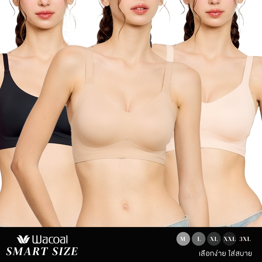 Wacoal Smart Size บราไร้โครง เสริมฟองน้ำ 15 มิล เซท 3 ชิ้น รุ่น WB5301/WB5Y01 คละสี (SP)