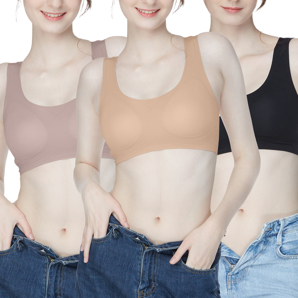 Wacoal Smart Size บราไร้โครง ฟองน้ำบาง 8 มิล เซท 3 ชิ้น รุ่น WB5302/WB5Y02 คละสี (BL)