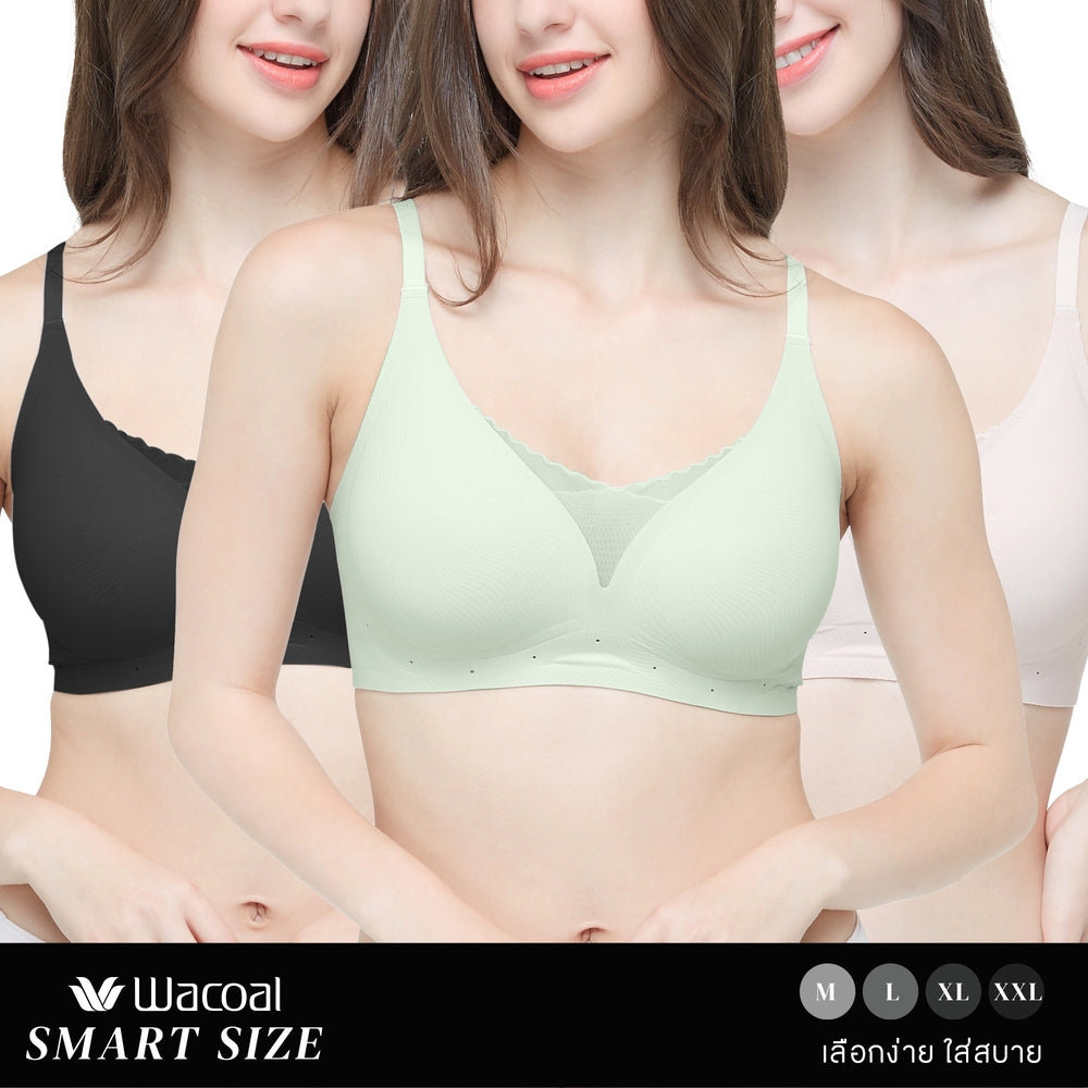Wacoal Smart Size บราไร้โครง ฟองน้ำบาง 10 มิล เซท 3 ชิ้น รุ่น WB5303/WB5Y03 คละสี (LM)