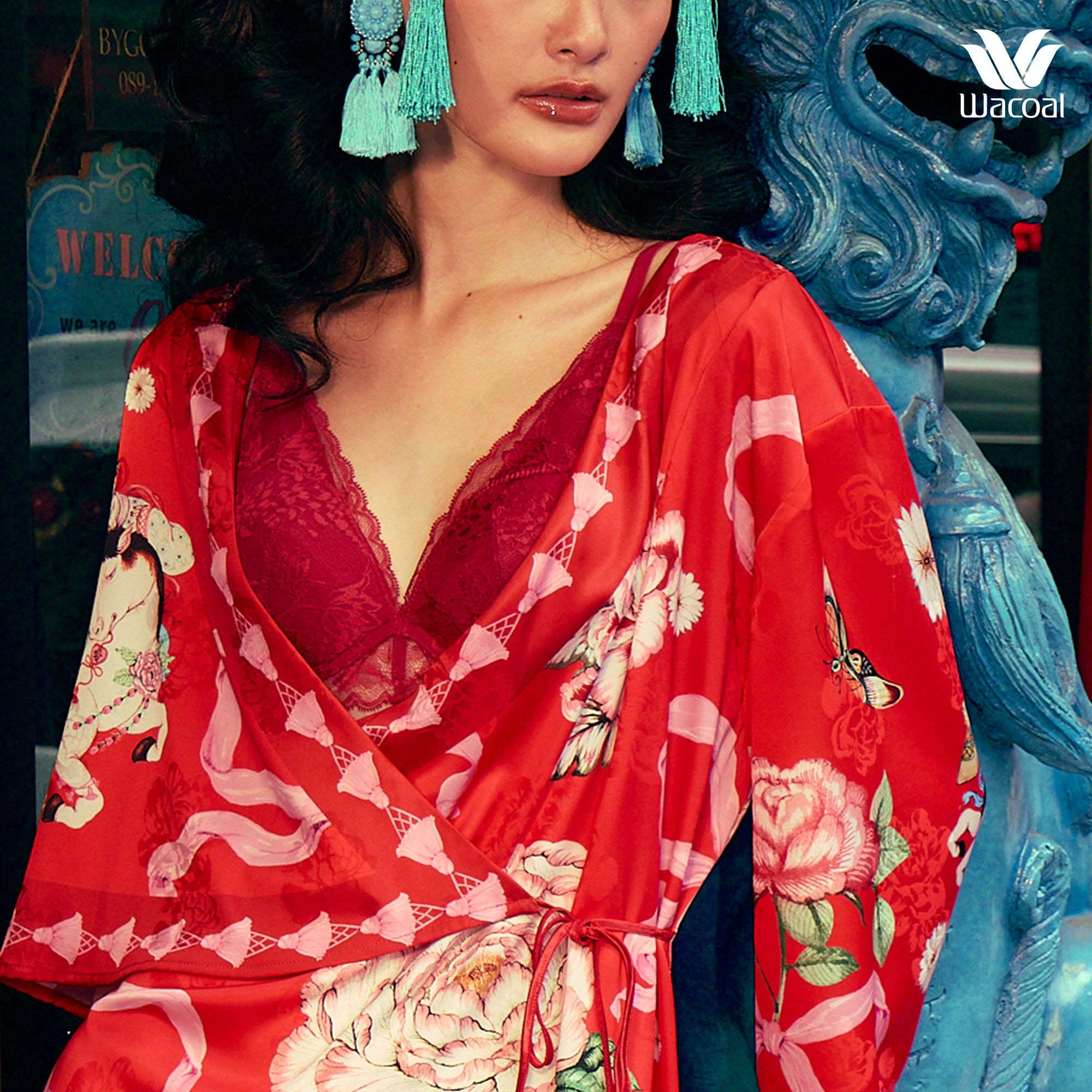 WacoalxPhannapast บราลูกไม้ มีโครง รุ่น WB5P34 สีแดง (CH)