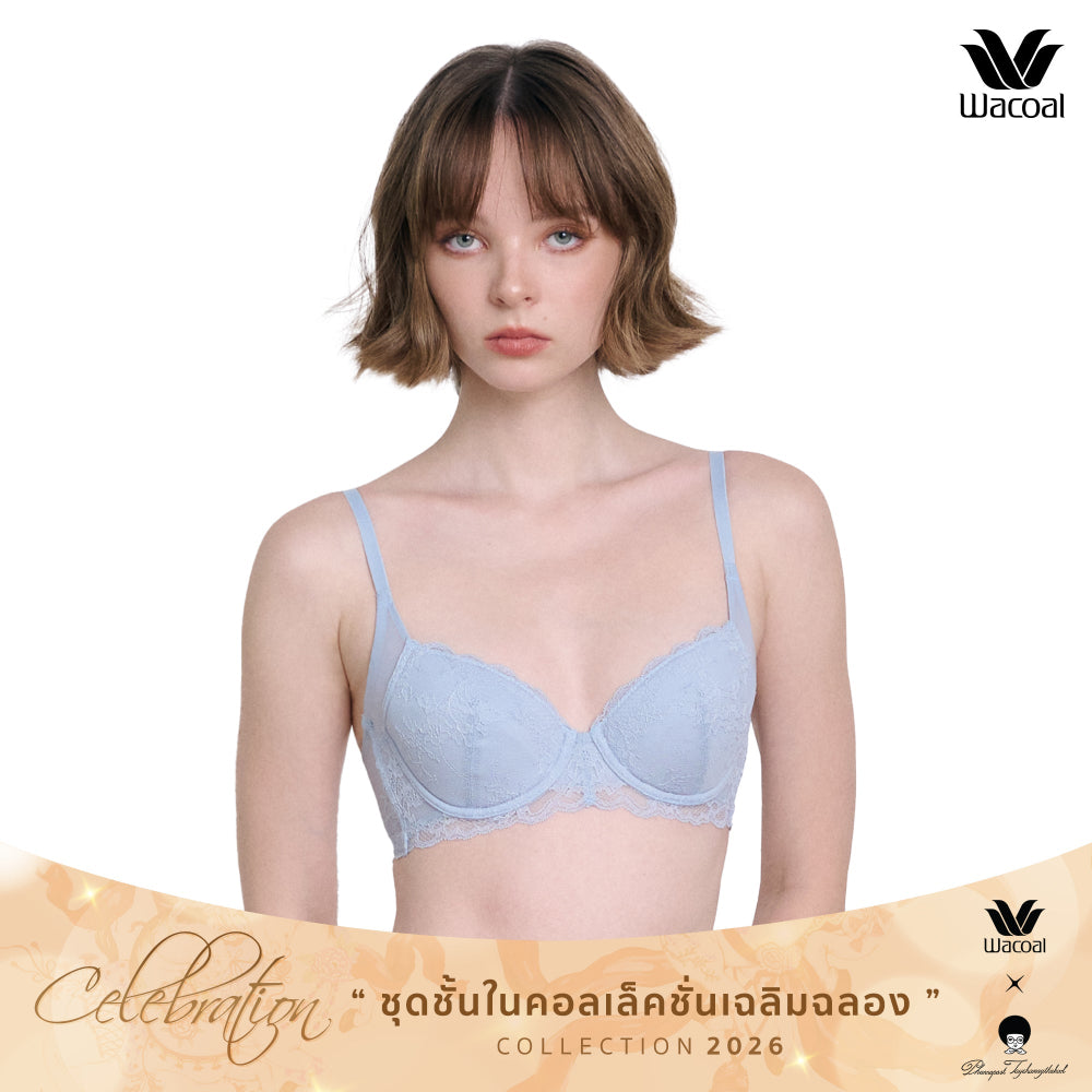 WacoalxPhannapast บราลูกไม้ มีโครง รุ่น WB5P39 สีฟ้า (PE)