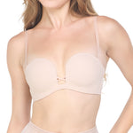 Wacoal smooth underwear set, strapless bra, Smart Size, padded foam, model WB5P88, beige (BE)