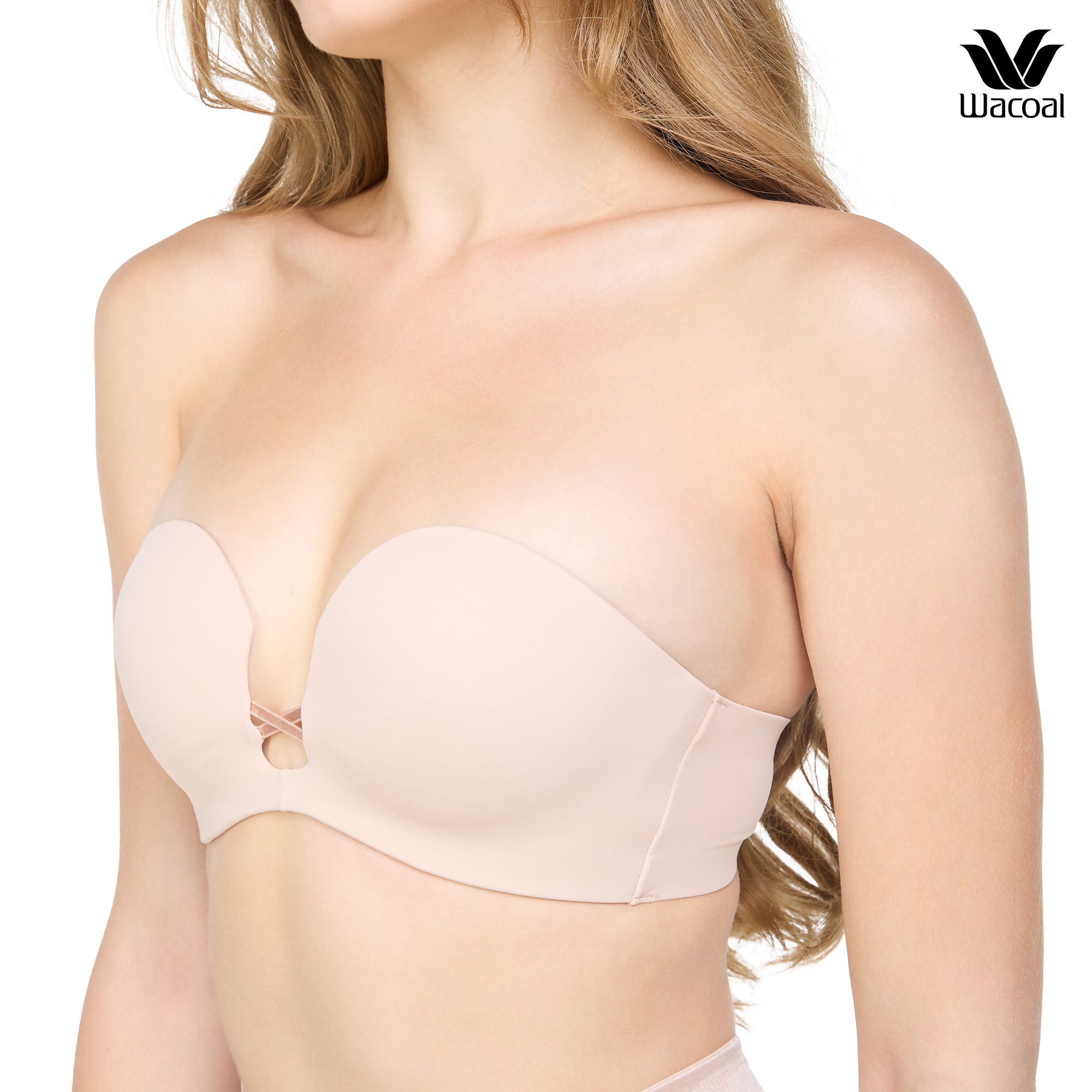 Wacoal ชุดชั้นเนียน บราเกาะอก Smart Size เสริมฟองน้ำ รุ่น WB5P88 สีเบจ (BE)