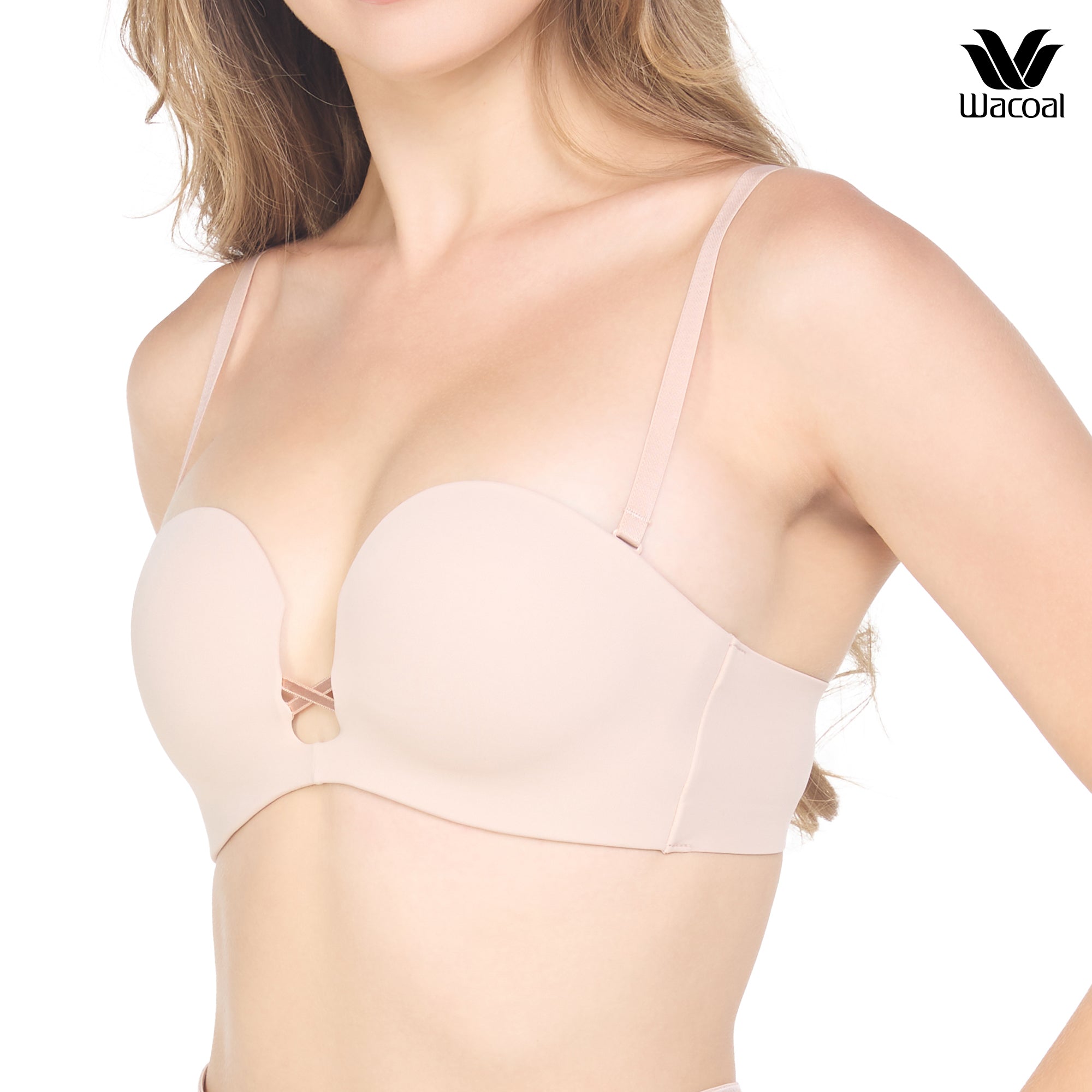 Wacoal ชุดชั้นเนียน บราเกาะอก Smart Size เสริมฟองน้ำ รุ่น WB5P88 สีเบจ (BE)