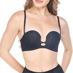 Wacoal smooth underwear set, strapless bra, Smart Size, padded foam, model WB5P88, black (BL)