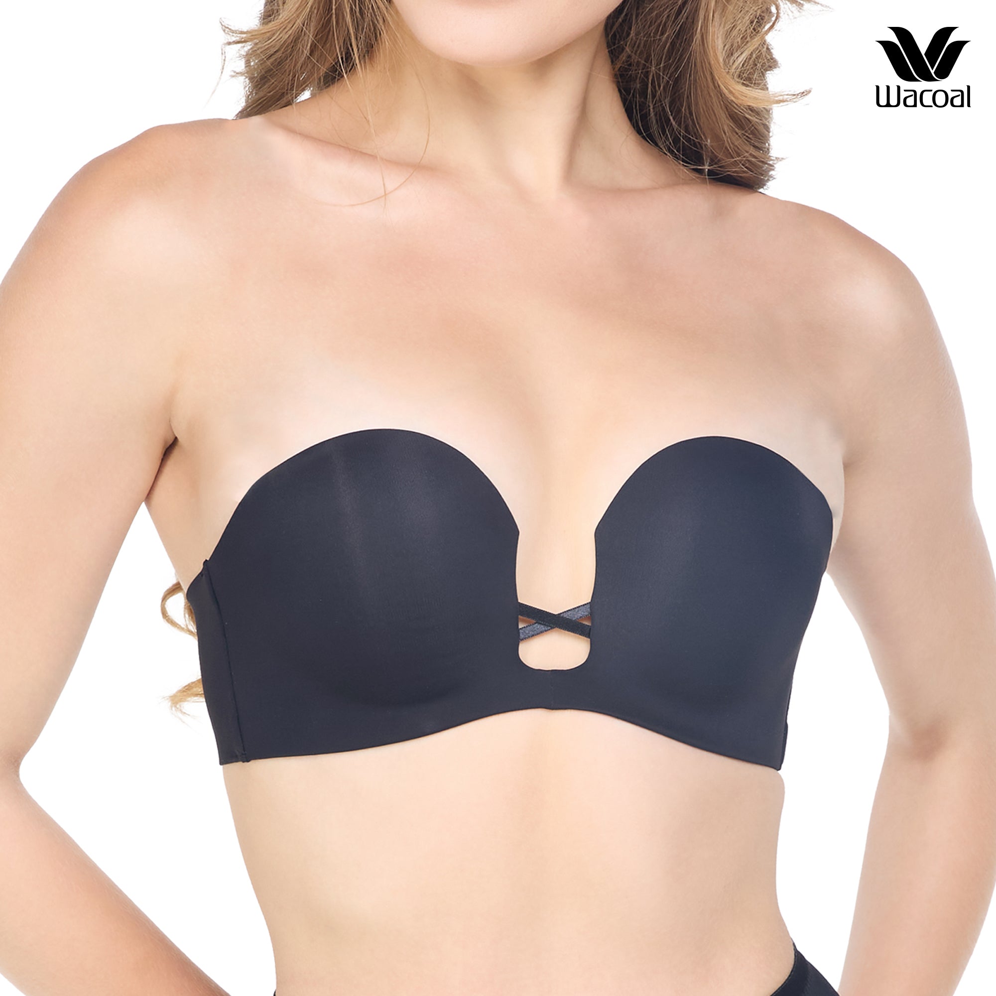 Wacoal ชุดชั้นเนียน บราเกาะอก Smart Size เสริมฟองน้ำ รุ่น WB5P88 สีดำ (BL)