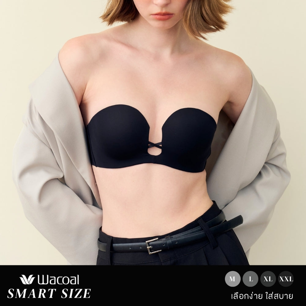 Wacoal Smart Size บราเกาะอก เกาะอยู่ไม่เลื่อนหลุด ที่สุดของความเกาะอยู่ The Best of Wacoal รุ่น WB5P88 สีดำ (BL)