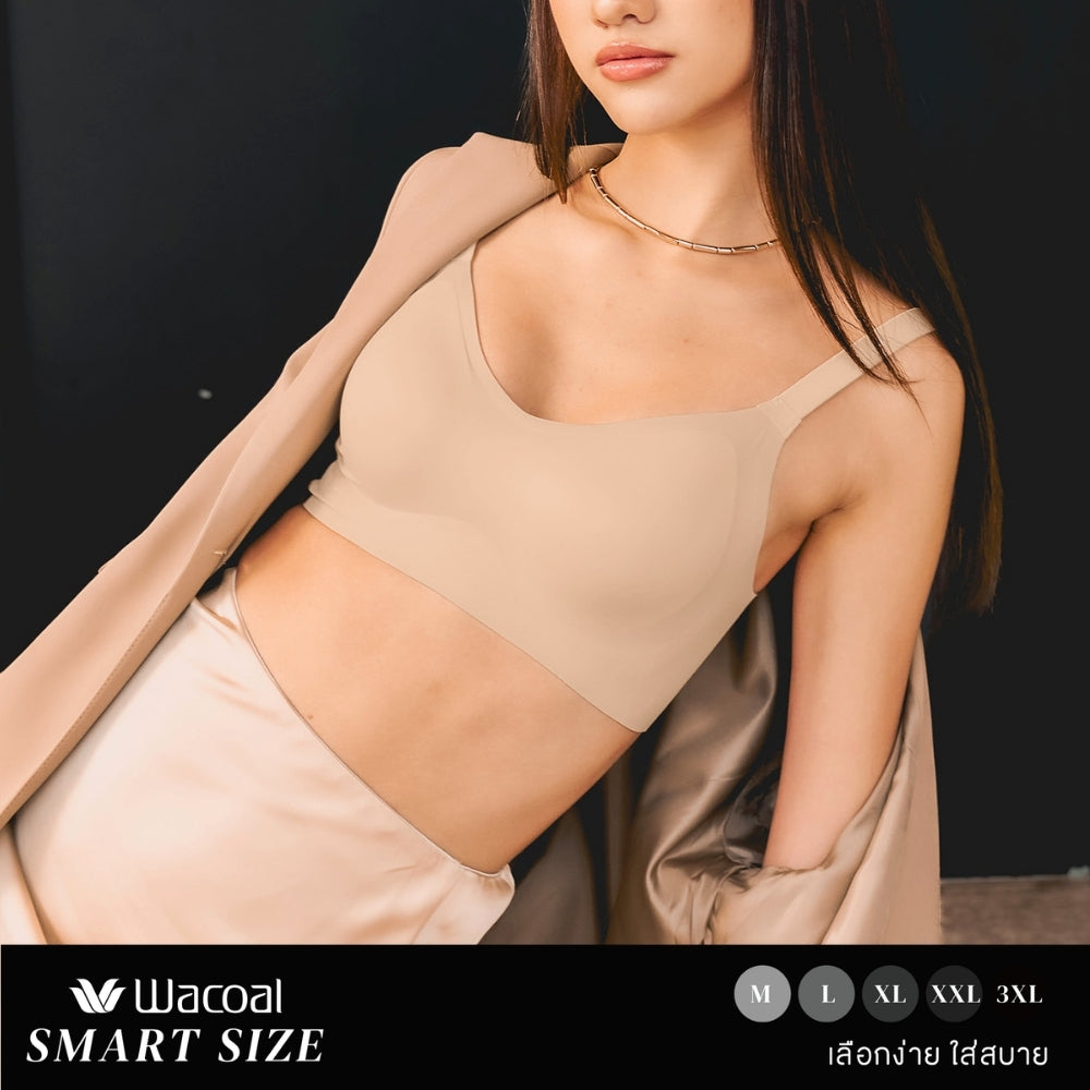 Wacoal Smart Size บราไร้โครง เสริมฟองน้ำ 15 มิล รุ่น WB5Y01 สีโอวัลติน (OT)