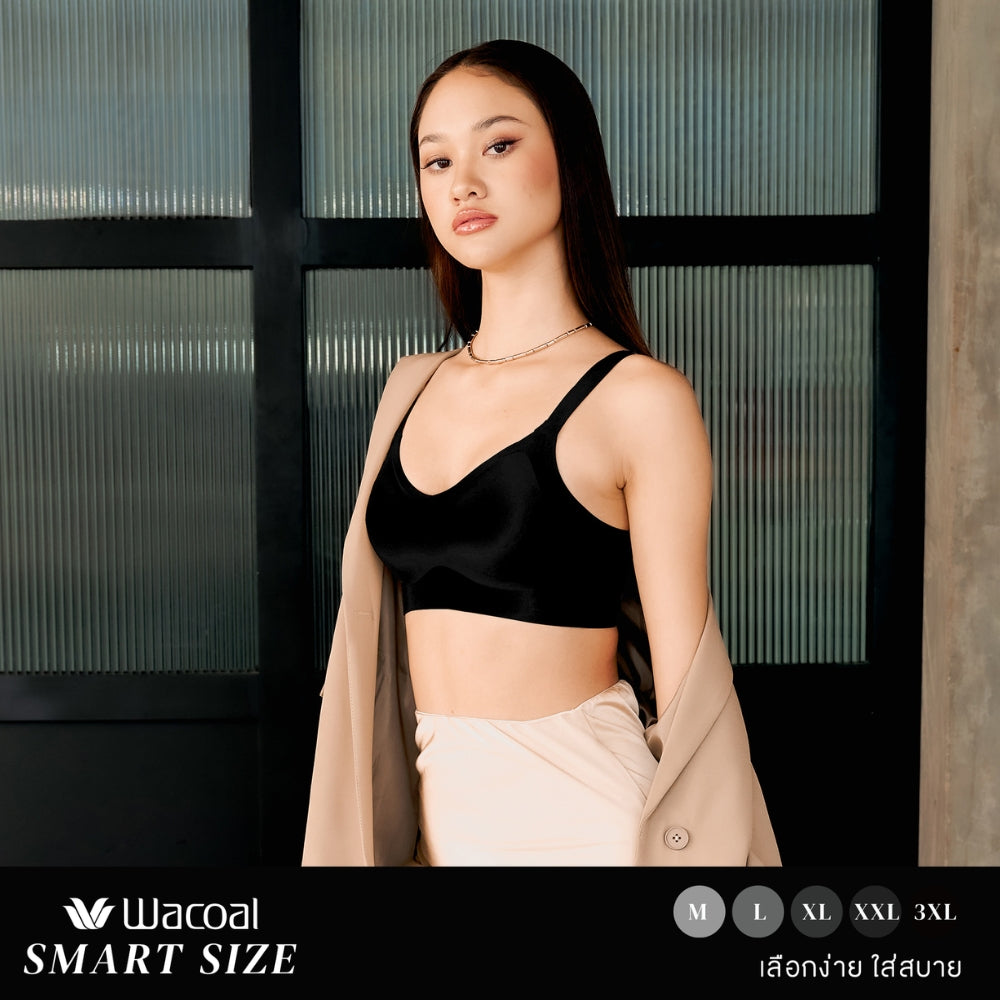Wacoal Smart Size บราไร้โครง เสริมฟองน้ำ 15 มิล รุ่น WB5Y01 สีดำ (BL)