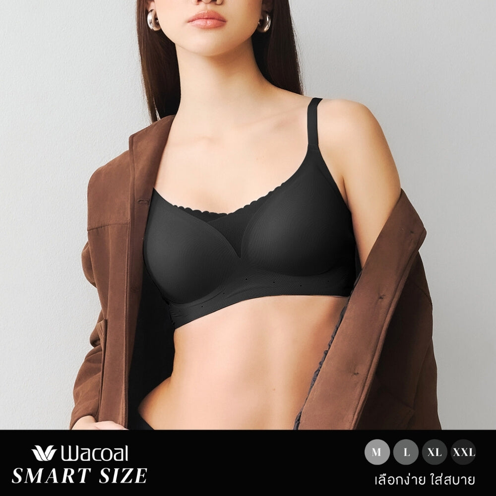 Wacoal Smart Size บราไร้โครง ฟองน้ำบาง 10 มิล รุ่น WB5Y03 สีดำ (BL)