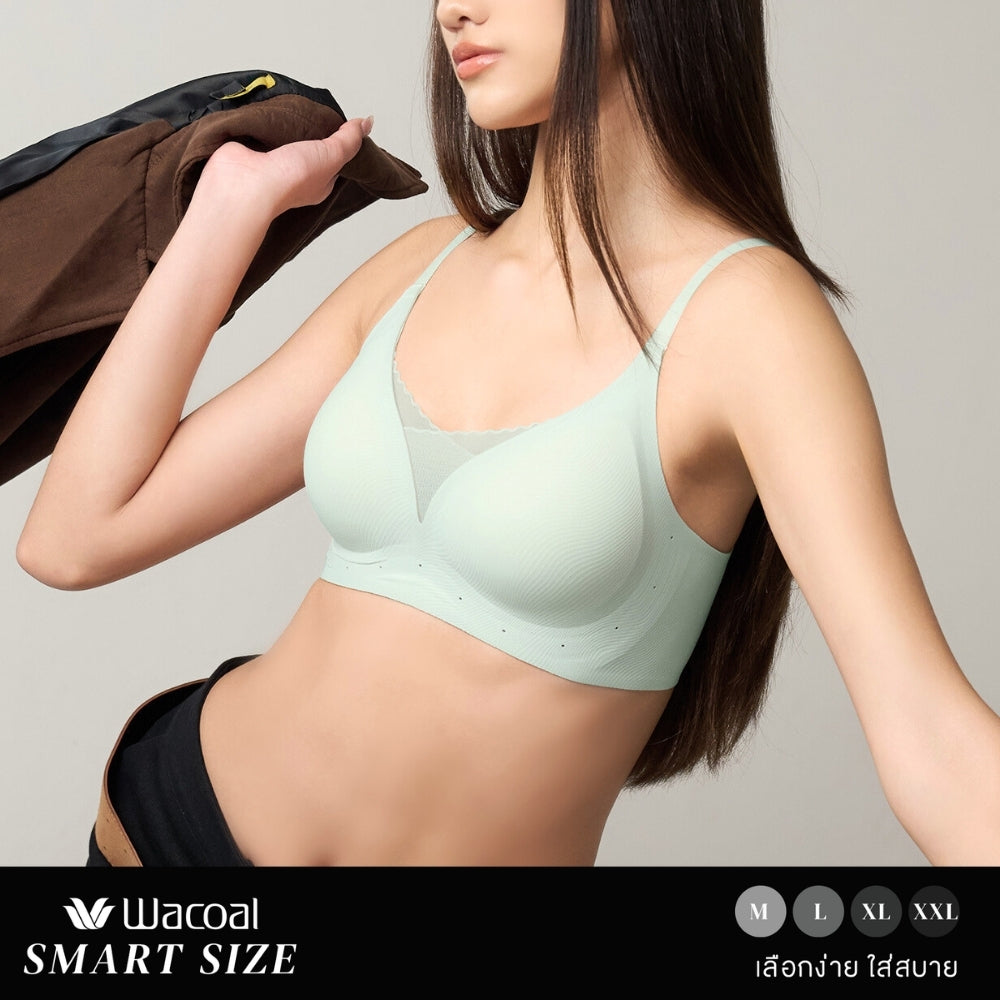 Wacoal Smart Size บราไร้โครง ฟองน้ำบาง 10 มิล รุ่น WB5Y03 สีเขียว (LM)