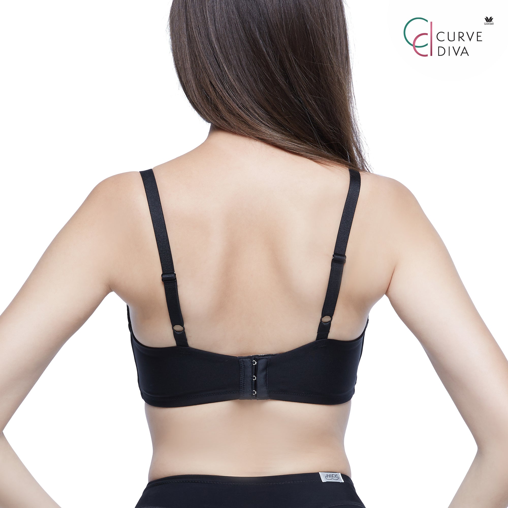 Wacoal Curve Diva บราเก็บกระชับสาวคัพใหญ่ รุ่น WB7540 ( เข้าคู่กางเกงรุ่น WY1181 ) สีดำ (BL)