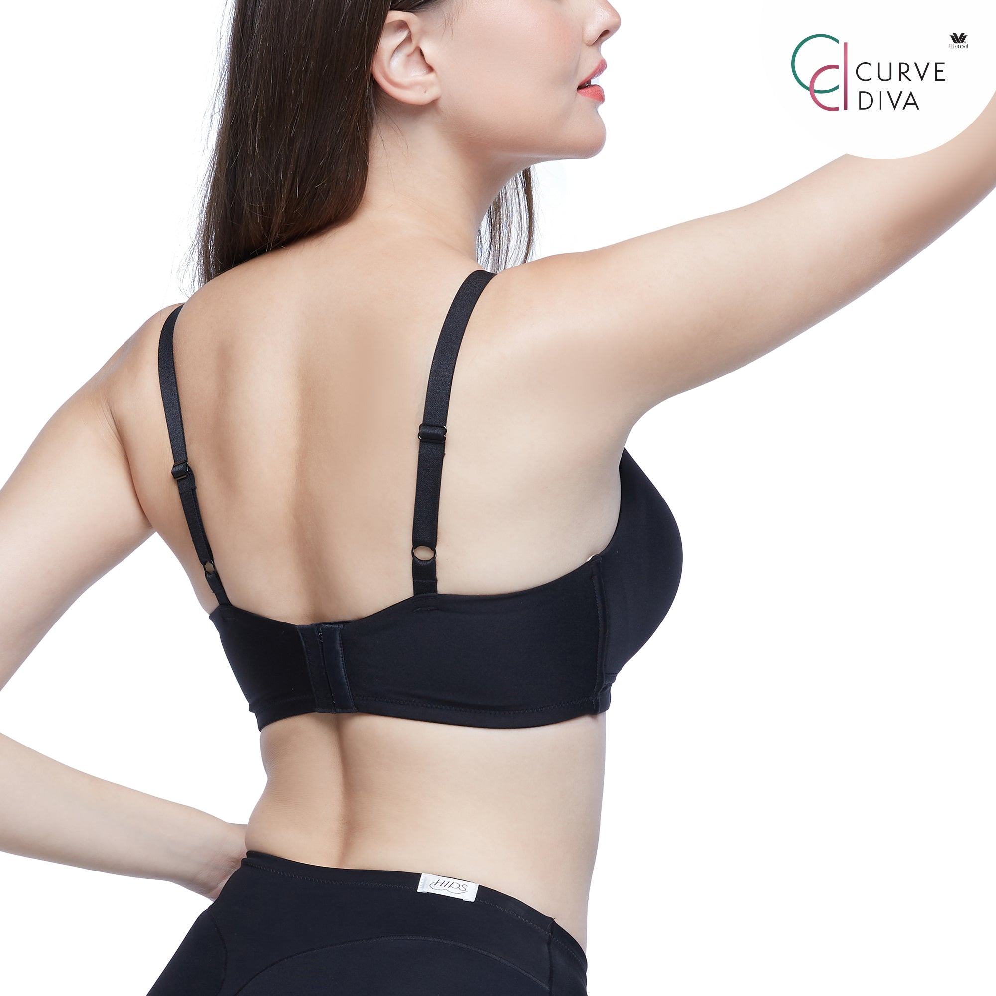 Wacoal Curve Diva บราเก็บกระชับสาวคัพใหญ่ รุ่น WB7540 ( เข้าคู่กางเกงรุ่น WY1181 ) สีดำ (BL)