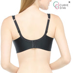 Wacoal Curve Diva, non-wired bra, firming, for large cup sizes, model WB7546, black (BL)