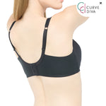 Wacoal Curve Diva, non-wired bra, firming, for large cup sizes, model WB7546, black (BL)