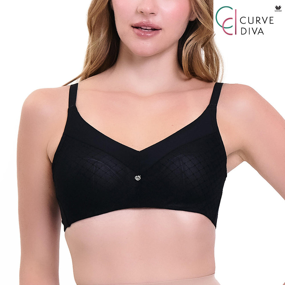 Wacoal Curve Diva บราไม่มีโครงเก็บกระชับ สาวคัพใหญ่ รุ่น WB7547 สีดำ (BL)