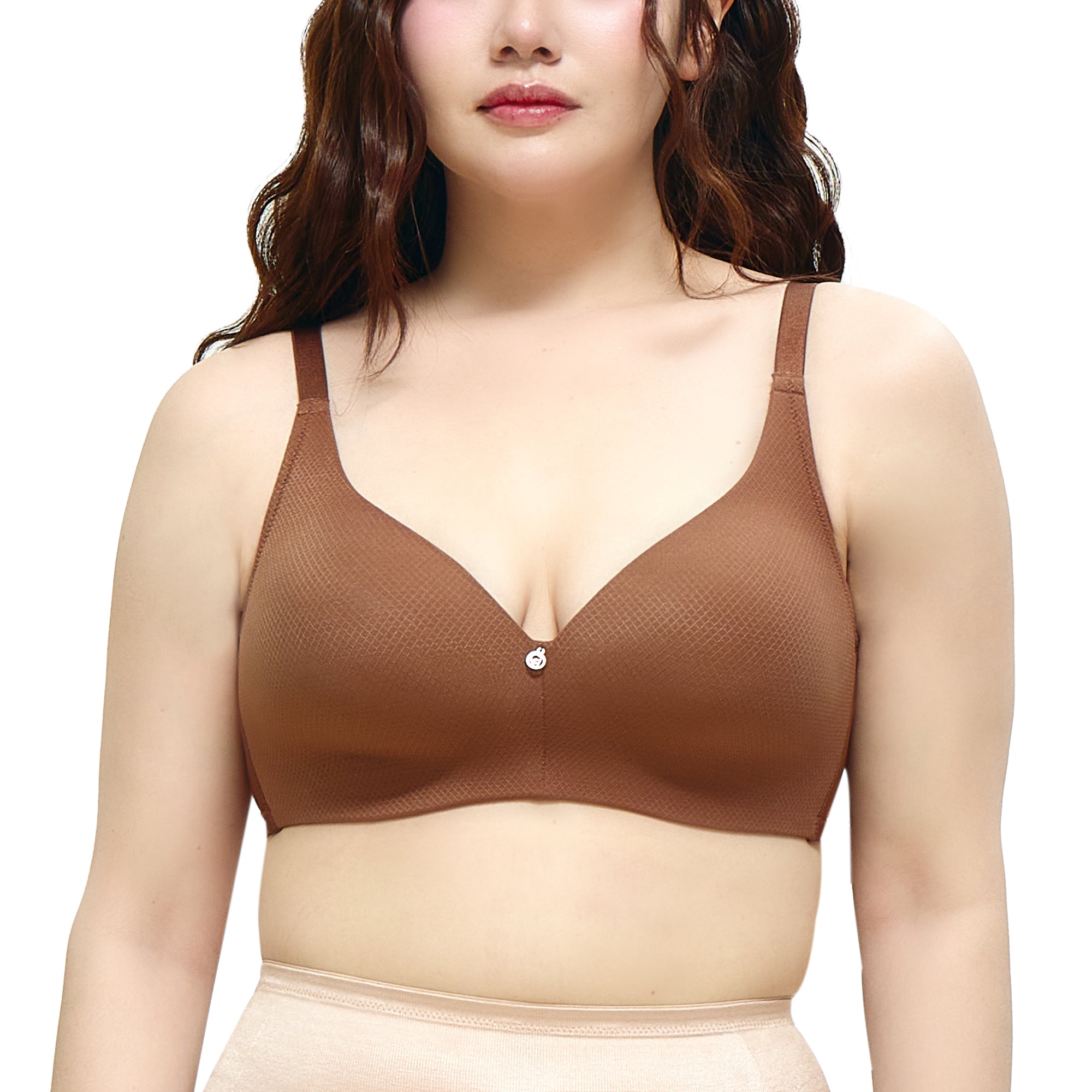 Wacoal Curve Diva บราไร้โครงเก็บกระชับ สาวคัพใหญ่ รุ่น WB7549/WQ1540 สีน้ำตาล (BR)